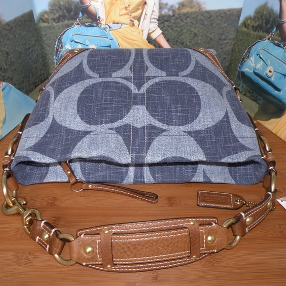 NEW VINTAGE COACH DENIM COTTON SIGNATURE CARLY SHOULDER BAG~RARE~HARD TO FIND! - Picture 2 of 12